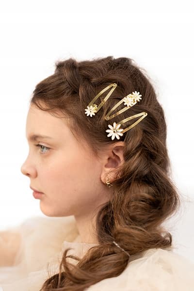Marguerit hårspænder, 5x1,5-2 cm, guld