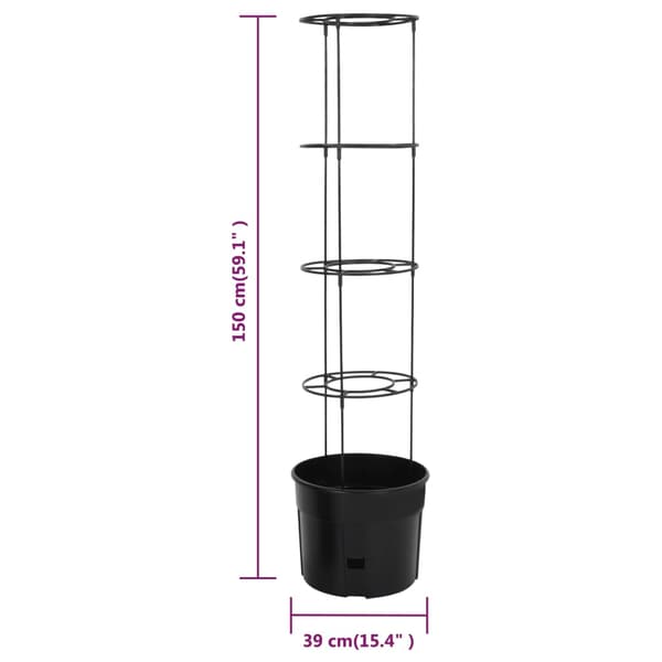 vidaXL Tomatplanter, Antracit, Ø39x150 cm, Polypropylen
