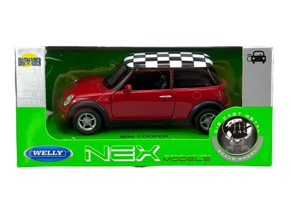 WELLY MINI COOPER RUUTULAUDALLA PUNAINEN 1:34 49766