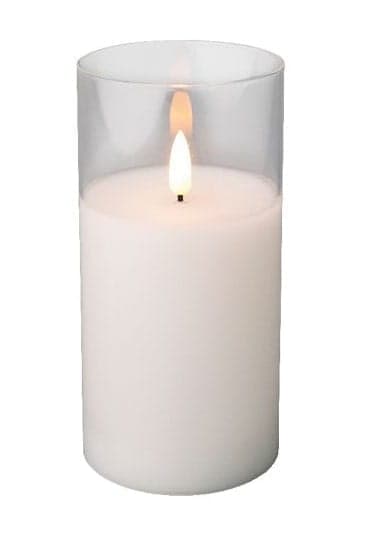 Dekorativ LED-lys i glas hvid 15 cm