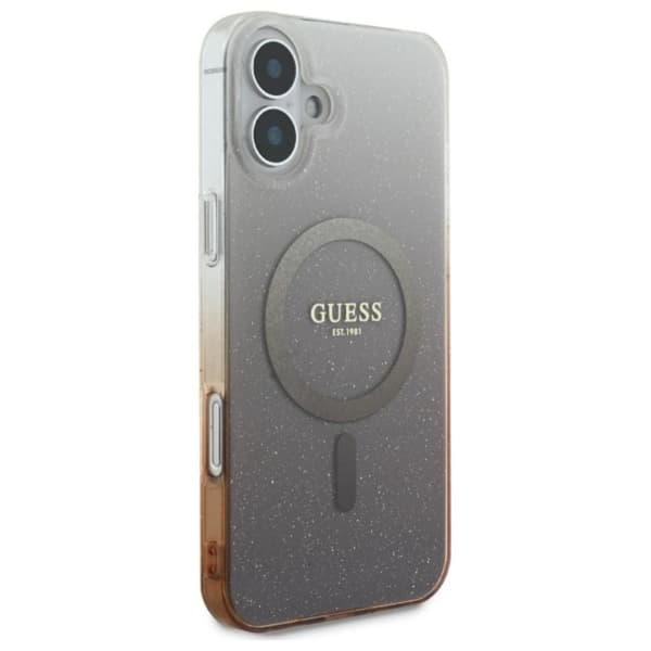 Guess IML Glitter Gradient MagSafe - iPhone 16 -kotelo (ruskea)