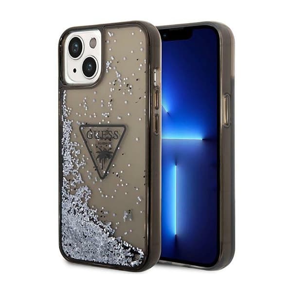 Guess Liquid Glitter Triangle Logo Cover - iPhone 14 Plus Cover (Sort)