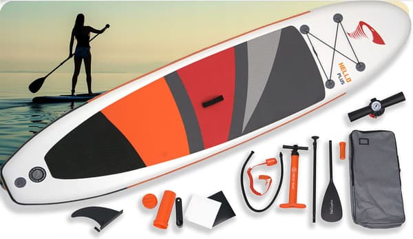 HYDRO STAR SUP BOARD HELLO PLUS TIL SVØMNING, OPPUSTELIG, ORANGE, 320 cm