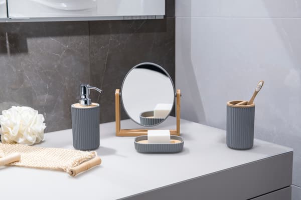 Sæbedispenser 300 ml AWD INTERIOR Rayon 1634 askegrå med bambus