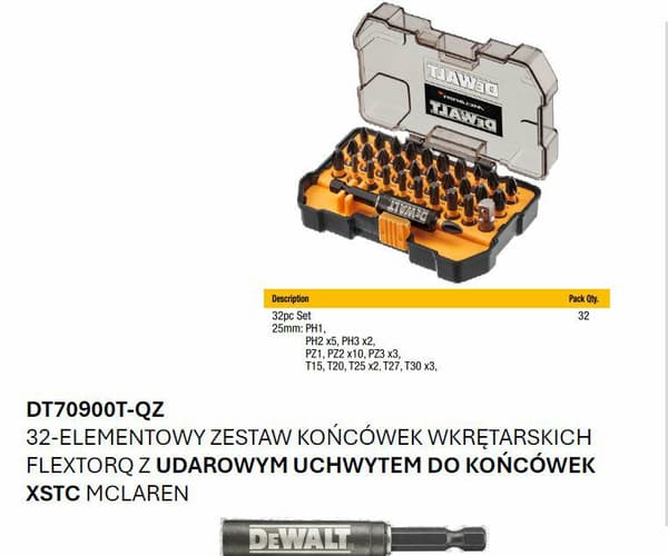 DEWALT FLEXTORQ BITSÆT 32 DELE / MCALREN