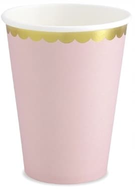 Papkrus, lyserøde med guldkant, 220 ml, 6 stk.