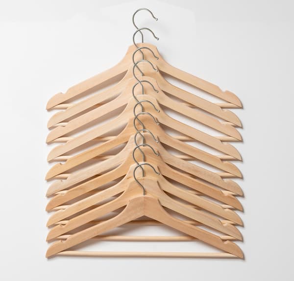 Træbøjler til trægarderobe, 10 stk.