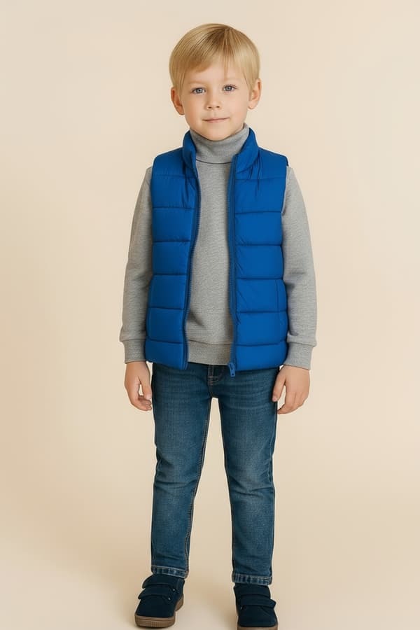 Barn varm höghalsad blus 128 gråmelerad