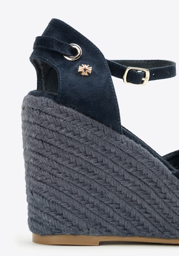 Wittchen Dame espadrilles med kilehæl med bindebånd, marineblå, syntetisk materiale