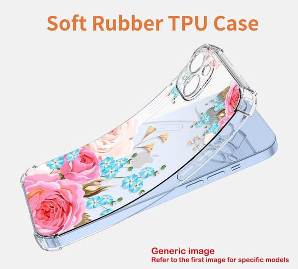 ETUI TIL XIAOMI 13 PRO TRANSPARENT FARVERIGE BLOMSTER LYSERØD BLÅ