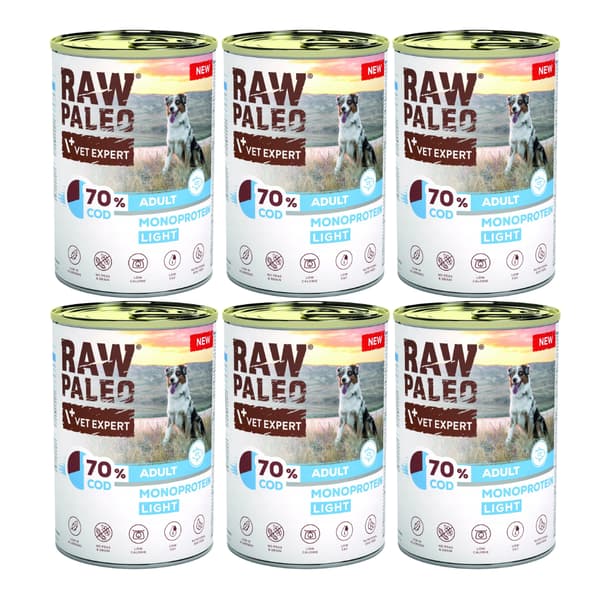 Märkäruoka koirille VetExpert Raw Paleo Cod Light 6x800g