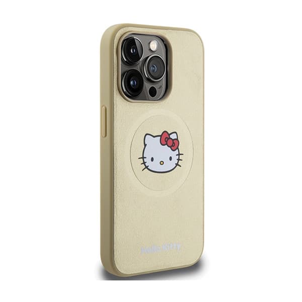 Hello Kitty Läder Kitty Huvud MagSafe - iPhone 14 Pro Max Skal (Guld)