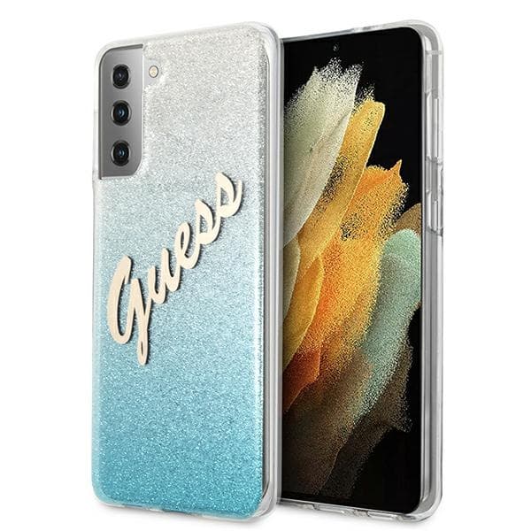 Guess GUHCS21MPCUGLSBL S21+ G996sininen/sininen kovakantinen Glitter Gradient Script