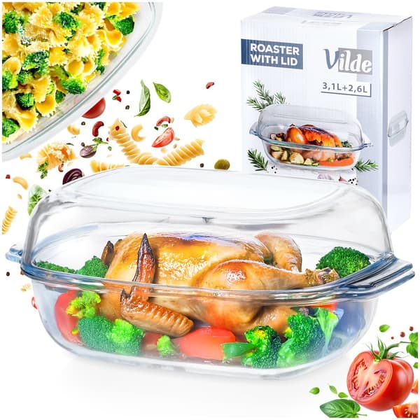 Ugnsfast glasform med lock 3,1+2,6 l