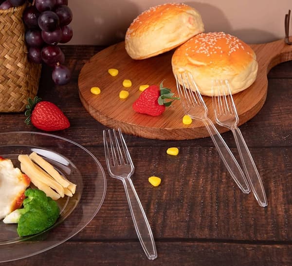 gaffel plastik genanvendelig transparent a50stk