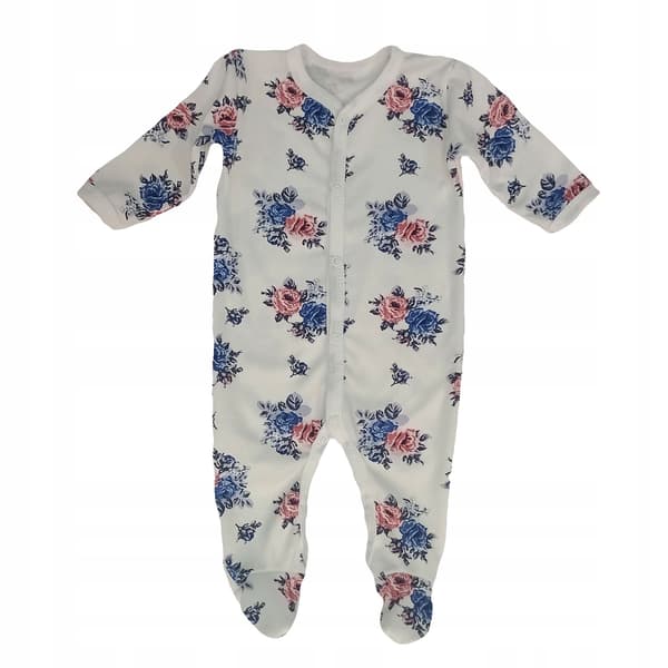 Heldragt pyjamas med knapper str. 86 til spædbørn med roser