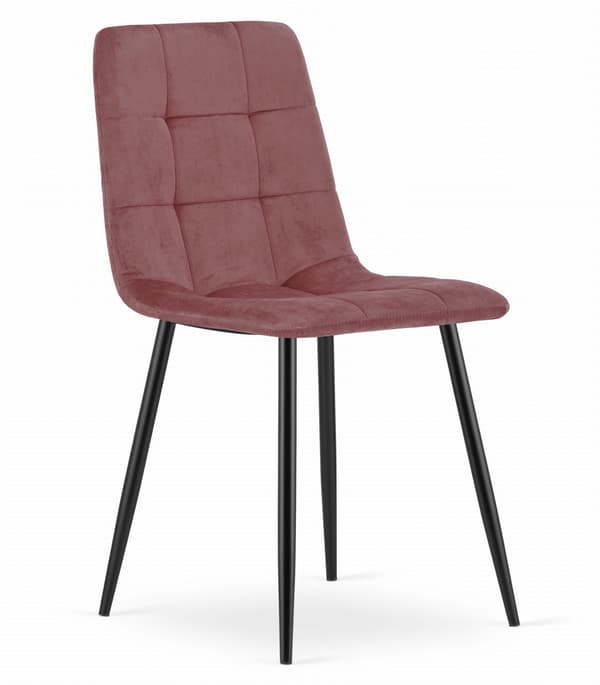 KARA stol - pink velour / sorte ben x 2
