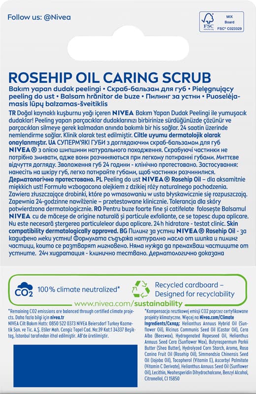 NIVEA Vårdande lippeling Vild Ros 4,8g