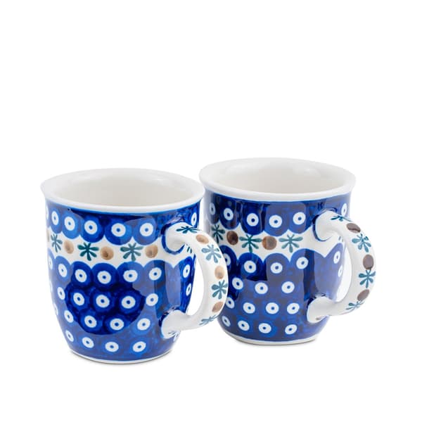 Keramikmugg Bolesławiec, set om 2, mönster k2