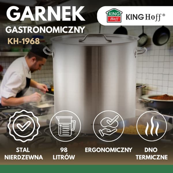 GASTRONOMISK GRYDE MED STÅDLÅG 98L KINGHOFF KH-1968