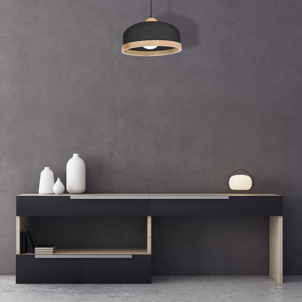 HÆNGELAMPE STUDIO 1 E27 SORT TRÆ MILAGRO MLP8851