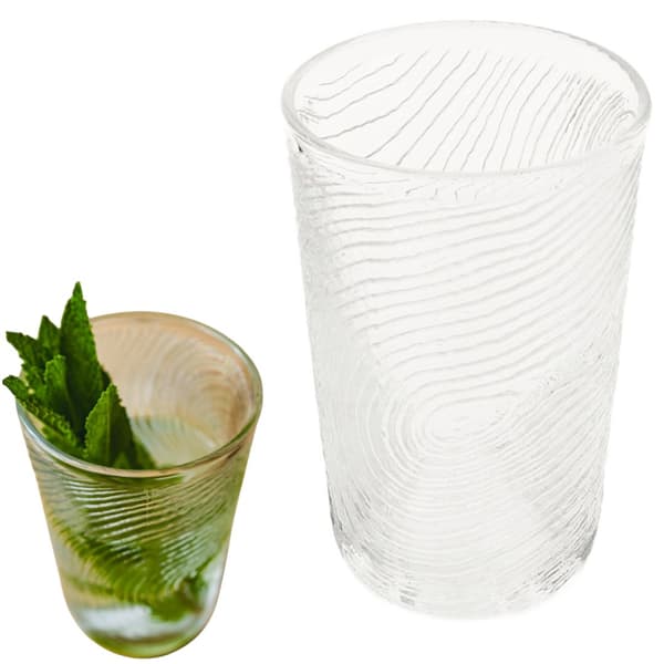 GLAS TIL VAND, GRINKS, JUICE 300ml, ARBRE TRÆSKIVEMØNSTER, TRANSPARENT