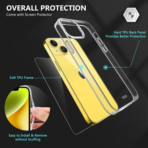 ETUI TIL APPLE IPHONE 13 2021/ IPHONE 14 KLART + GLAS