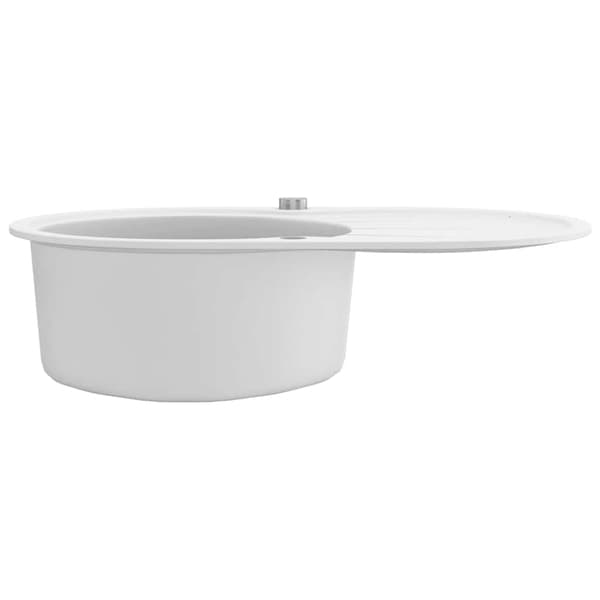 vidaXL Granitdiskho med enkel ho, oval, vit