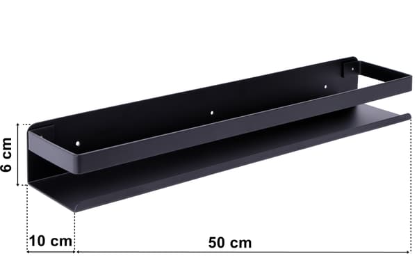Megara loft badeværelseshylde 50 cm sort