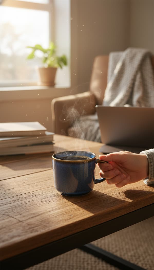 KAFFE- OG TEKRUS SÆT 6 DELE 350 ML MØRKEBLÅ KERAMIK