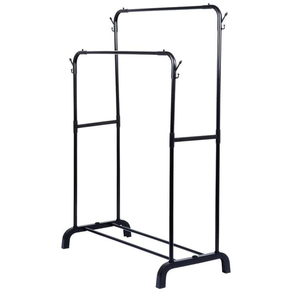 Stående dobbelt metal tøjstativ sort 110x45x152 cm