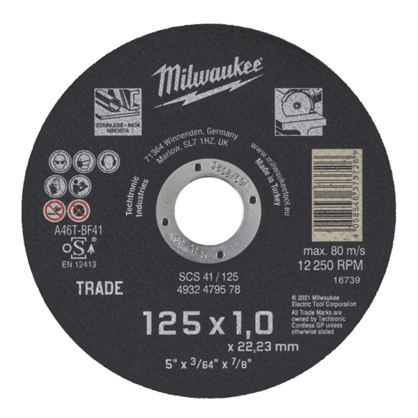 MILWAUKEE Metallkapskiva 125x1,0mm