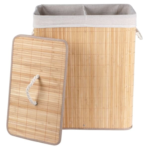 Bambu tvättkorg beige 90 liter