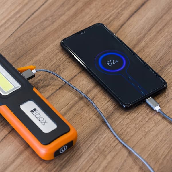 Lommelygte, værkstedslampe, genopladelig, USB, COB LED