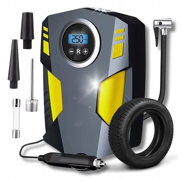 Bilkompressor Pump Kompressor 12V Cykel LED LCD 120W 30L/min
