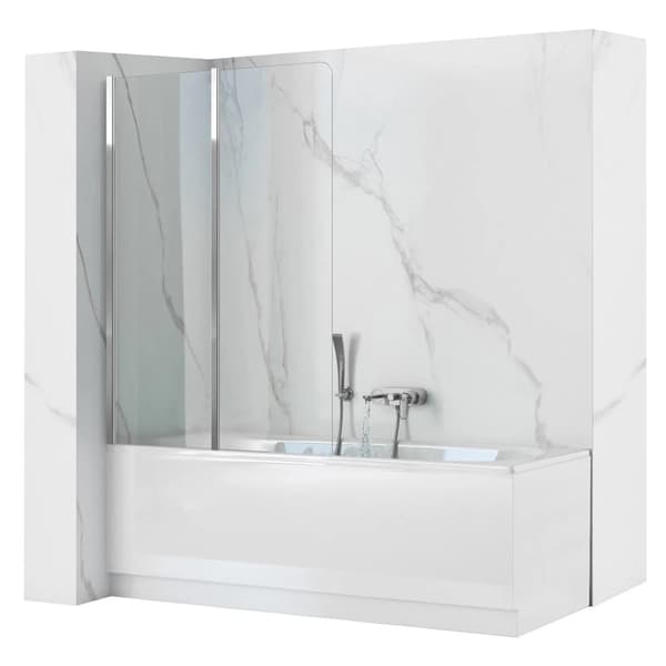 Rea 2-delt badekarsskærm 1000x1400 Agat krom