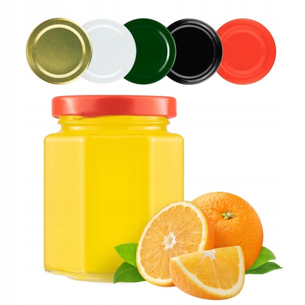 50x sekskantet glaskrukke 200 ml til marmelade, honning, syltetøj, krydderier