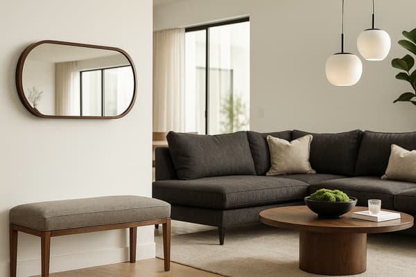 Badrumsspegel LEJA oval trä valnöt 100x38 stilren