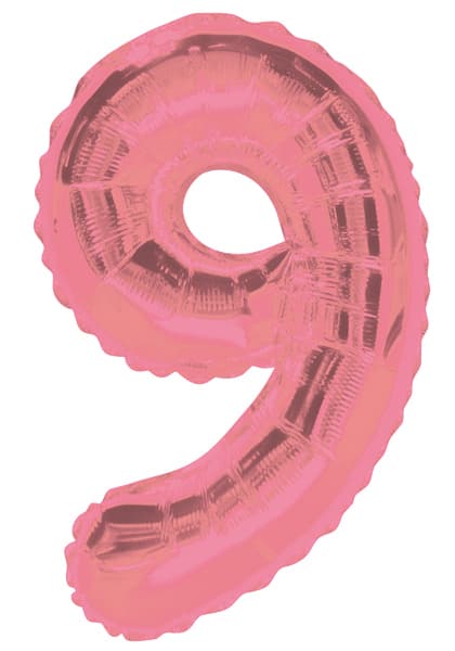 Nummer ni folieballon 9 pink 100 cm