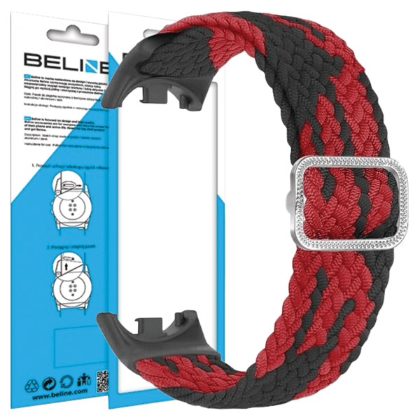 Beline Mi Band 9/8 Nylonrem Sort-Rød