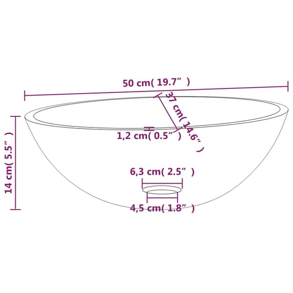 vidaXL glasvask, 50x37x14 cm, sort