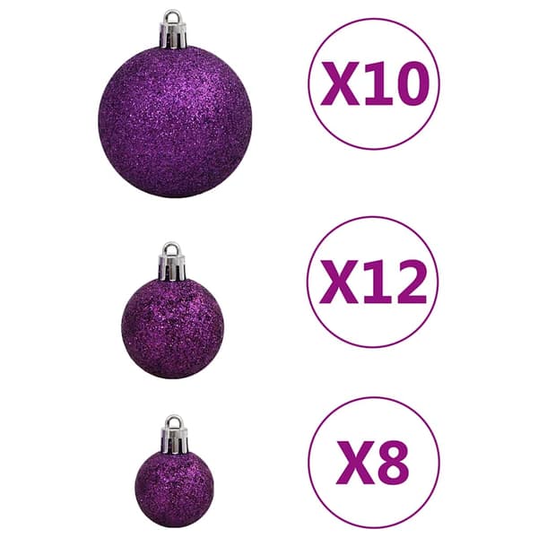 vidaXL julekuglesæt med 111 dele, lilla, polystyren