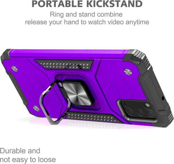 ETUI TIL SAMSUNG GALAXY A03s/A02S SILIKONE MED HOLDER LILLA + 2xGLAS