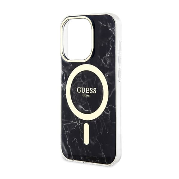 Guess Marble MagSafe - iPhone 14 Pro Max -kotelo (musta)