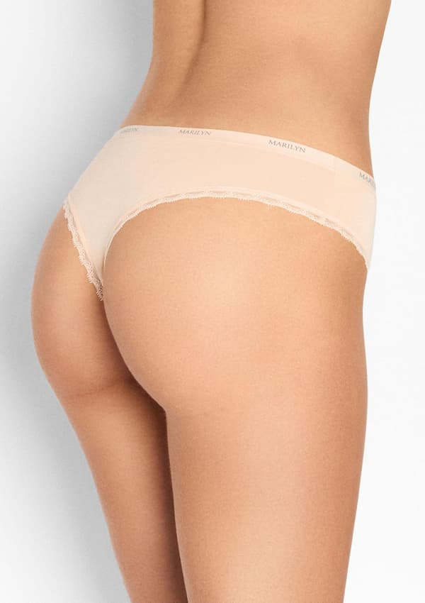 Damstringar med logogummi i ljusbeige Julia Thong Poupee Marilyn S