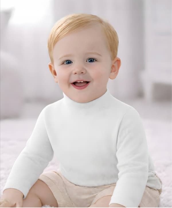 Baby HALV PULLTEKRISE 68 RIBBET BOMULD ELASTIK PULLTEKRISE DARTOMIK HVID