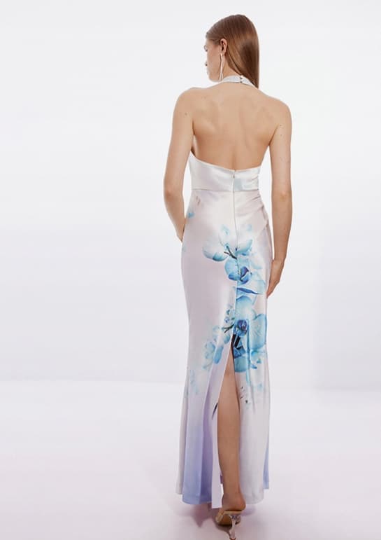Karen Millen pitkä kukkakirjava mekko valkoinen 40 B1C