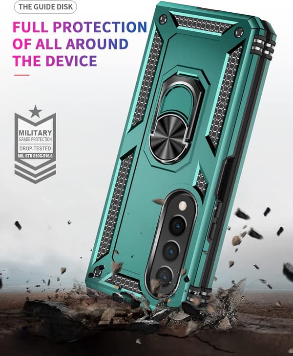 ARMOR ETUI TIL SAMSUNG GALAXY Z FOLD 4 GRØN RAMME MED RING