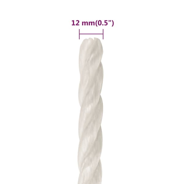 vidaXL Arbetsrep, Vitt, 12 mm, 100 m, Polypropylen