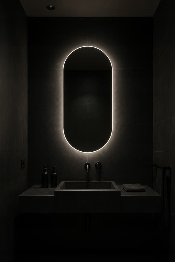 Oval LED Mirror 40x110 Waterproof IP65 Wall Mount Vertical Horizontal LUNA